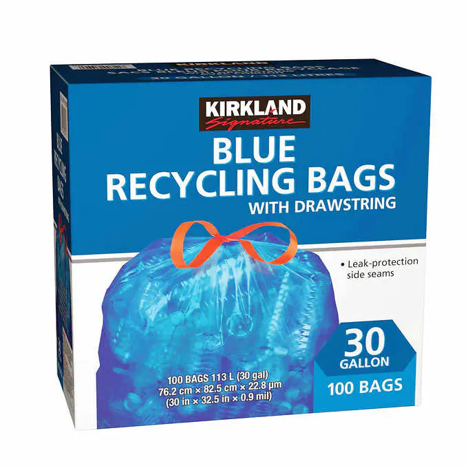 KIRKLAND SIGNATURE BLUE RECYCLING BAGS, PACK OF 100
