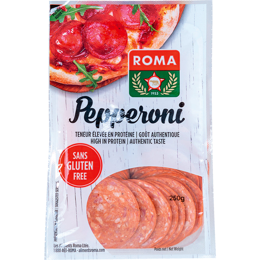 ROMA PEPPERONI TRANCHÉ SANS GLUTEN 250G — Delivurr