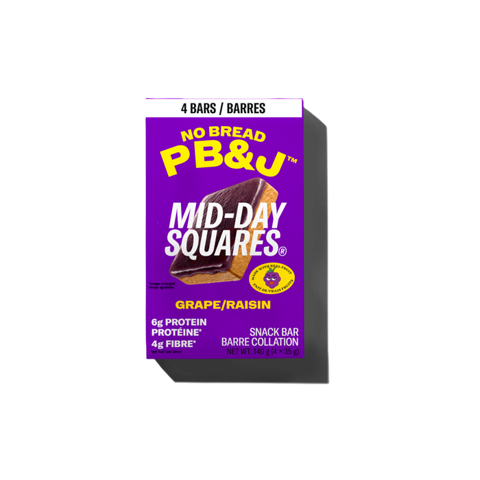 MID-DAY SQUARES PLANT-BASED CHOCOLATE BAR NO BREAD PB&J GRAPE, 4PACK
