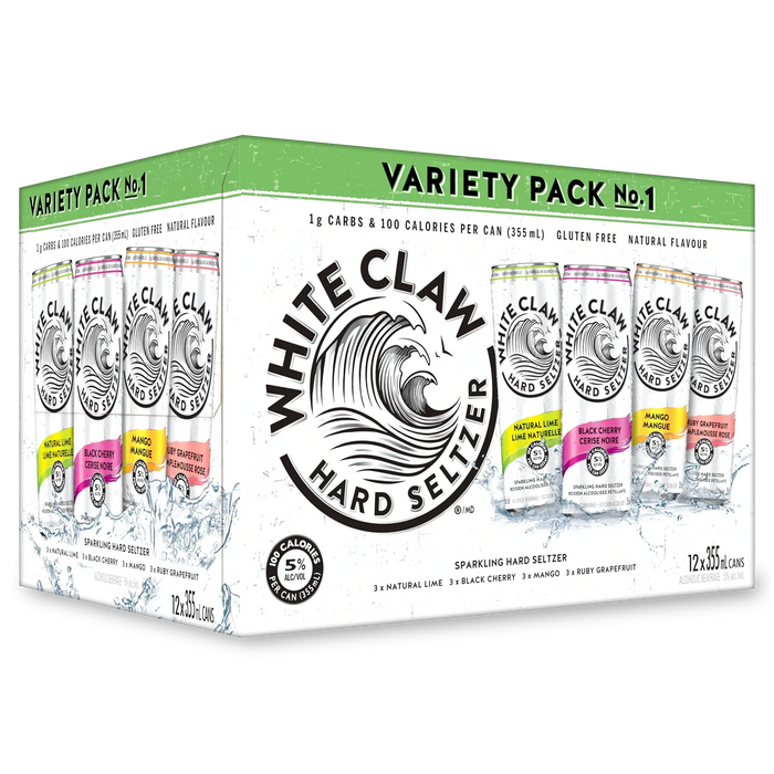 WHITE CLAW, MIXED VARIETY PACK NUMBER 1, 12 X 355 ML