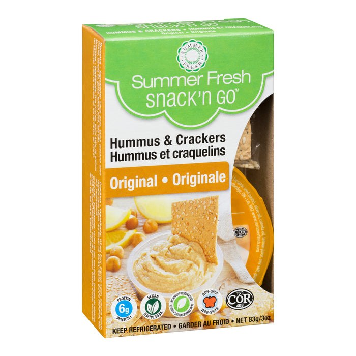SUMMER FRESH, SNACK N GO HUMMUS & CRACKERS, 12 X 83G