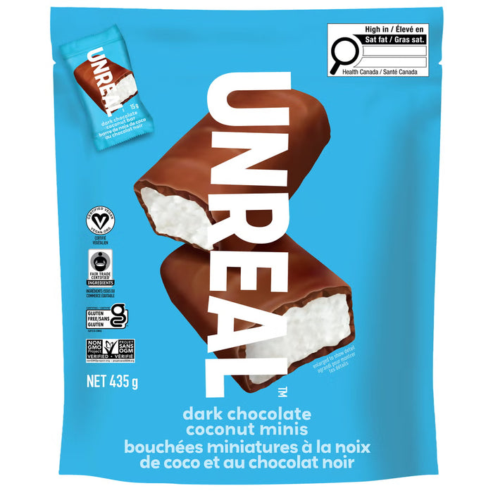 UNREAL DARK CHOCOLATE COCONUT MINI BARS, 435 G