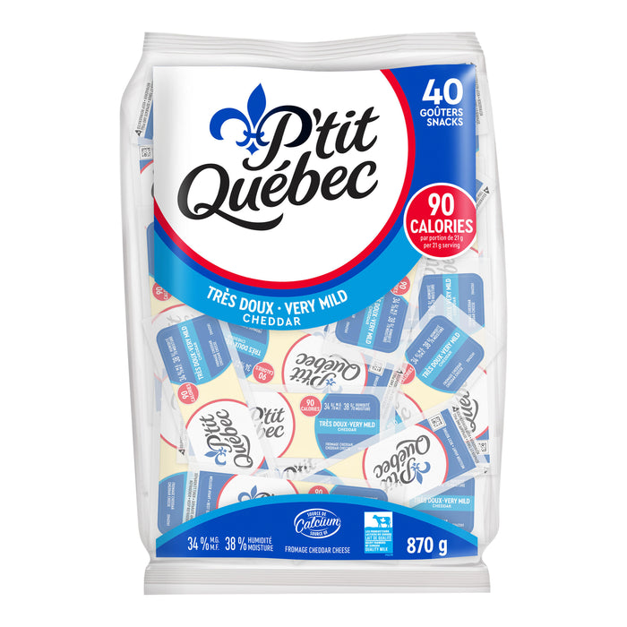 P'TIT QUEBEC, VERY MILD CHEDDAR CHEESE SNACKS, 40 X 21 G