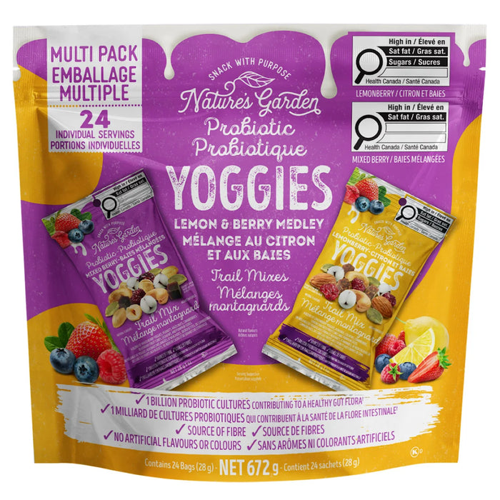 NATURE'S GARDEN, LEMON AND BERRY MEDLEY TRAIL MIX YOGGIES, 24 X 28G