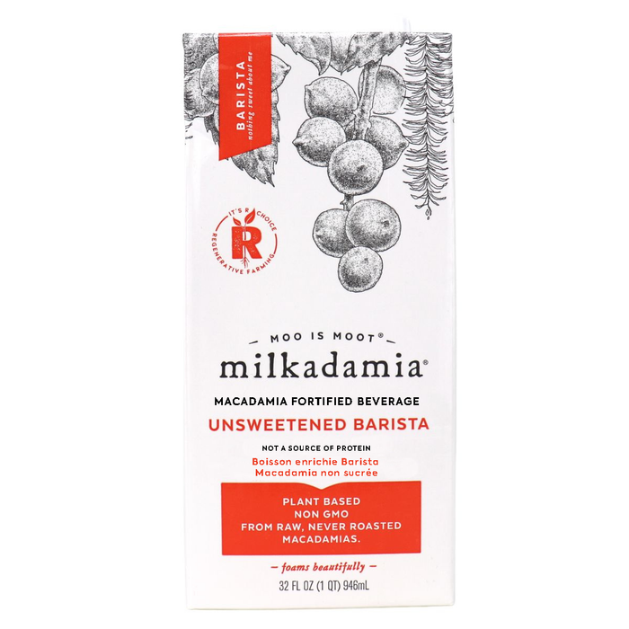 MILKADAMIA, UNSWEETENED BARISTA MACADAMIA MILK, 946ML