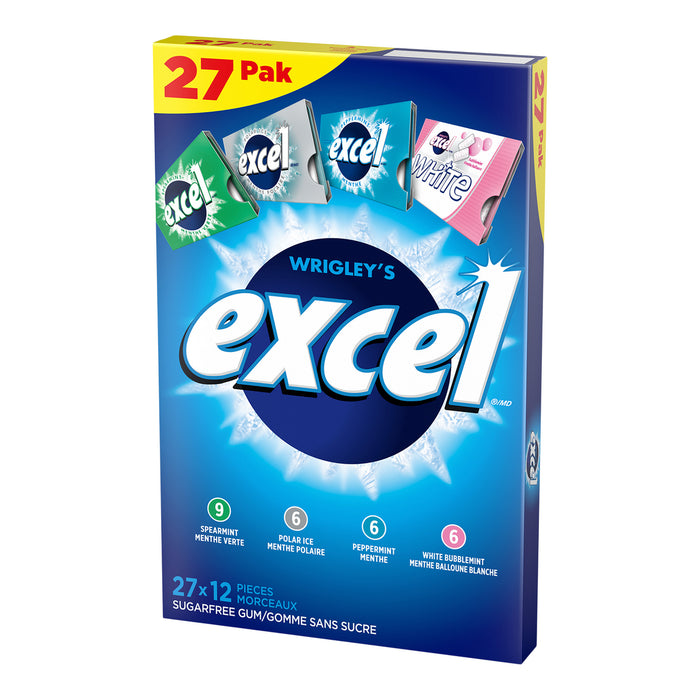 EXCEL SUGAR-FREE GUM VARIETY PACK, 27 PACKS x 12UN