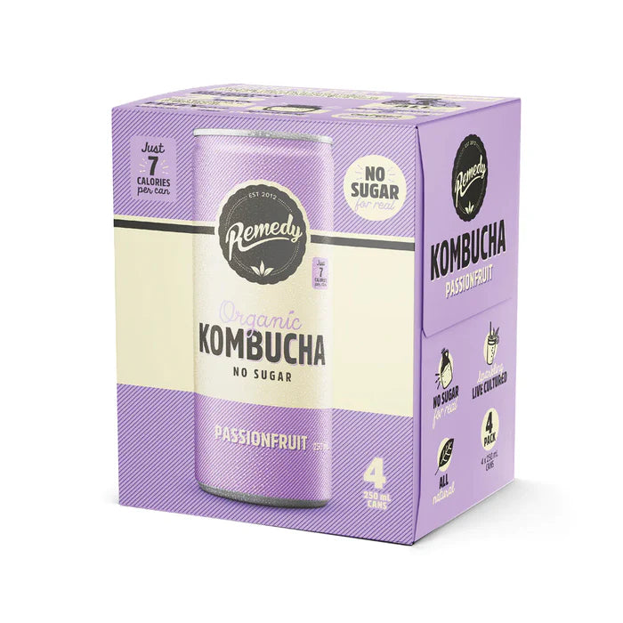 REMEDY KOMBUCHA, PASSION FRUIT, 4x330 ML