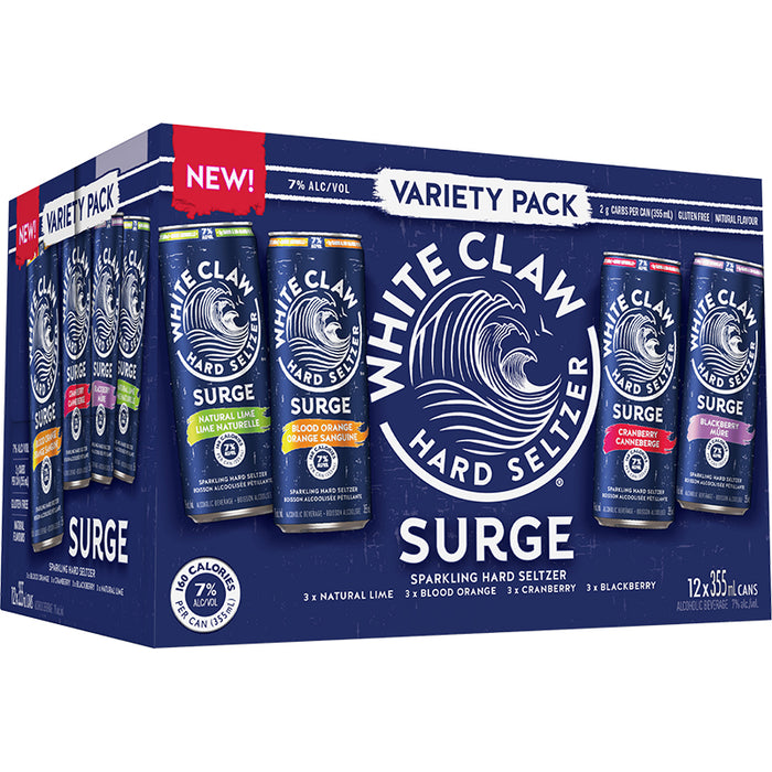 WHITE CLAW, MIXED VARIETY PACK SURGE, 12 X 355 ML