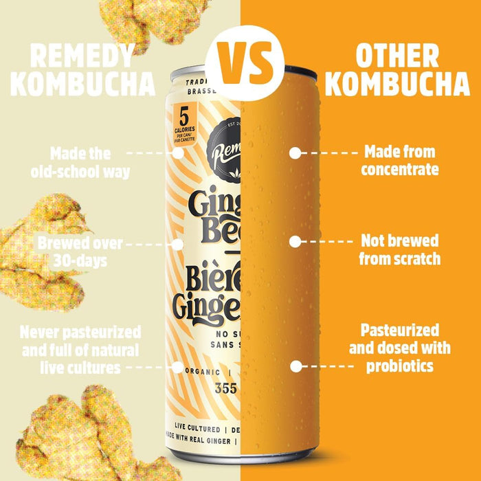 REMEDY KOMBUCHA, GINGER BEER, 6X4X355ML