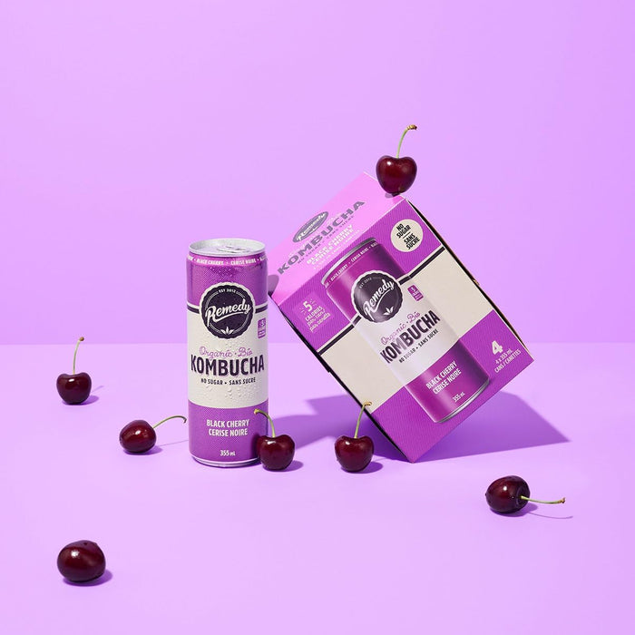 REMEDY KOMBUCHA, BLACK CHERRY, 6X4X355ML