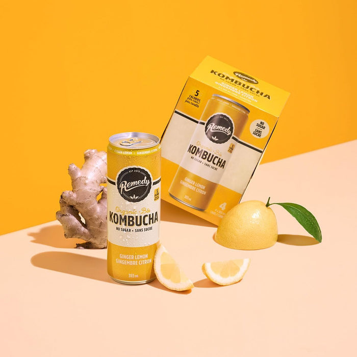 REMEDY KOMBUCHA, GINGER LEMON, 6X4X355ML
