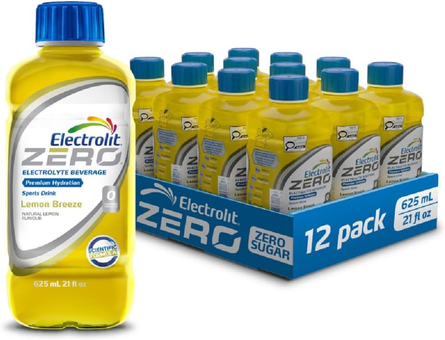 ELECTROLIT ZERO HYDRATION BEVERAGE, LEMON BREEZE, 12 X 625ML