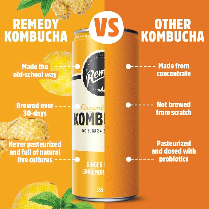 REMEDY KOMBUCHA, GINGER LEMON, 6X4X355ML