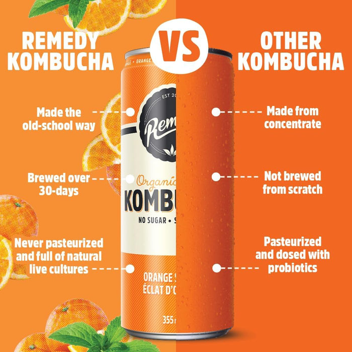 REMEDY KOMBUCHA, ORANGE SPLASH, 6X4X355ML