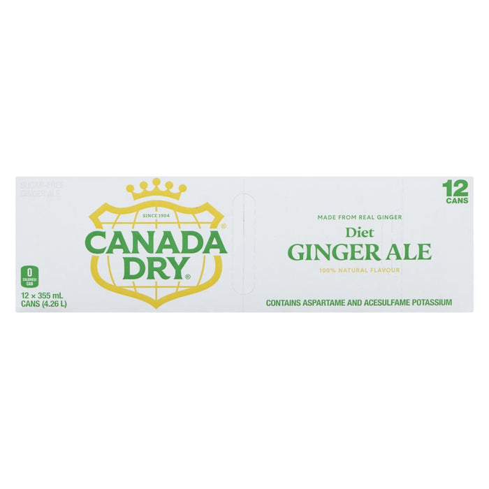 CANADA DRY, DIET GINGER ALE, 12 x 355 ML