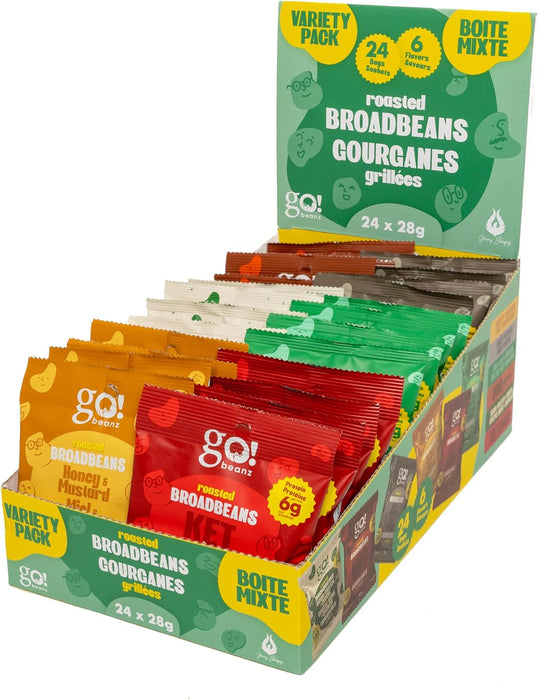 GO BEANZ ROASTED BROADBEANS - VARIETY PACK 24X28GR