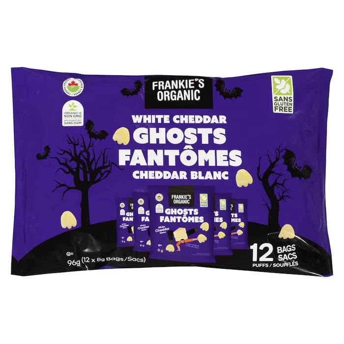 FRANKIES, GHOST PUFFS WHITE CHEDDAR, 12 X 96G