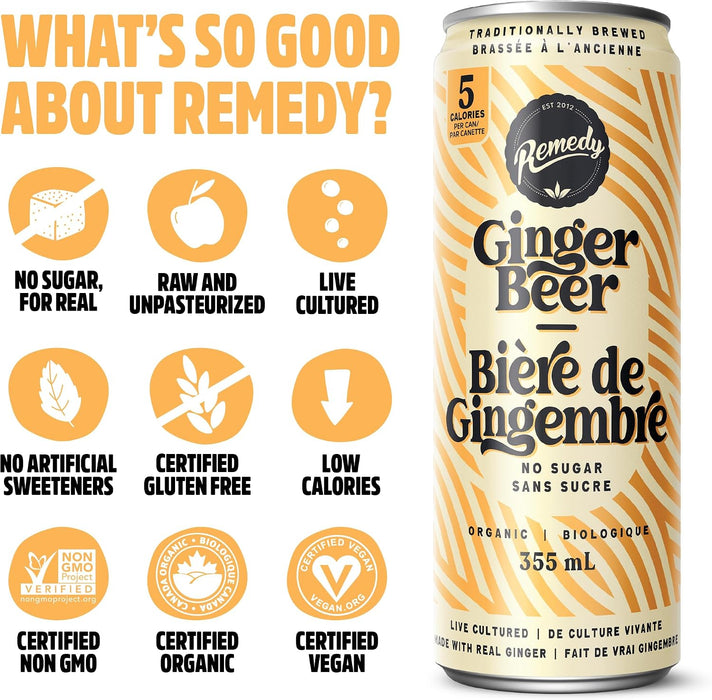 REMEDY KOMBUCHA, GINGER BEER, 6X4X355ML
