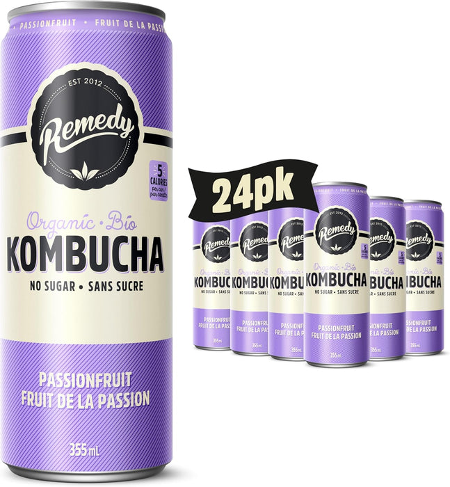 REMEDY KOMBUCHA, PASSION FRUIT, 6X4X355ML