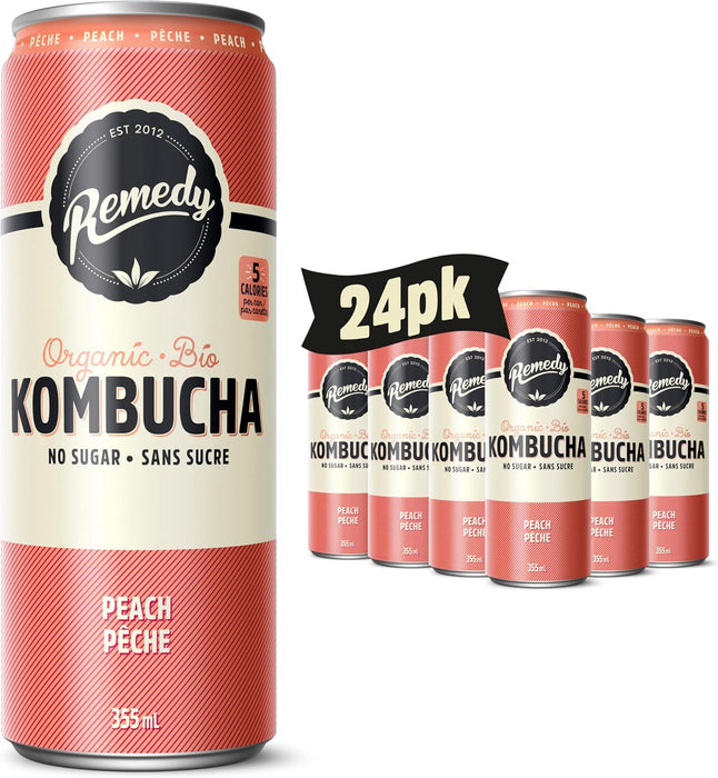 REMEDY KOMBUCHA, PEACH, 6X4X355ML