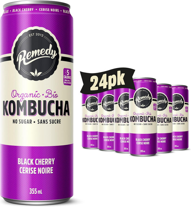 REMEDY KOMBUCHA, BLACK CHERRY, 6X4X355ML