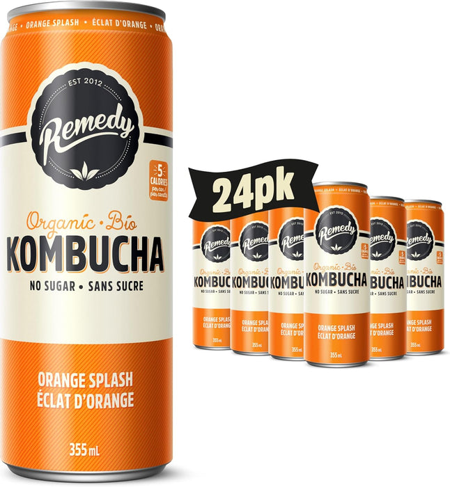 REMEDY KOMBUCHA, ORANGE SPLASH, 6X4X355ML