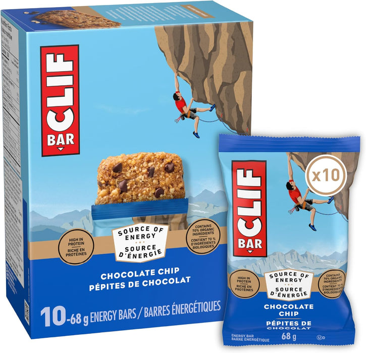 CLIF BAR, CHOCOLATE CHIPS, 10 x 68 G