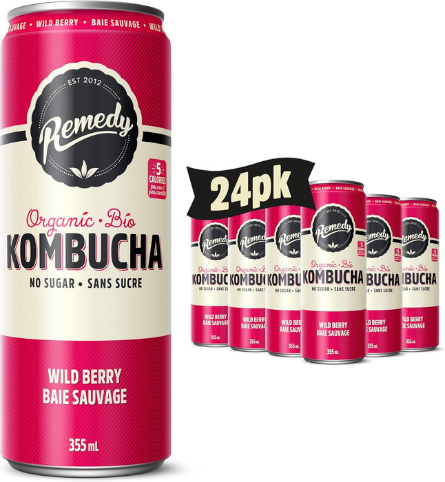 REMEDY KOMBUCHA, WILD BERRY, 6X4X355ML