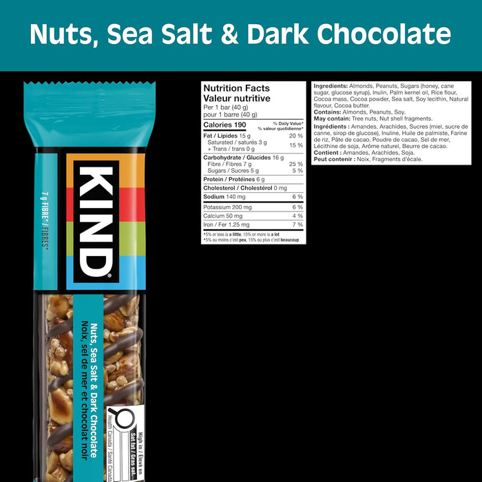KIND BAR DARK CHOCOLATE, NUTS & SEA SALT (CASE) - 12 X 40G
