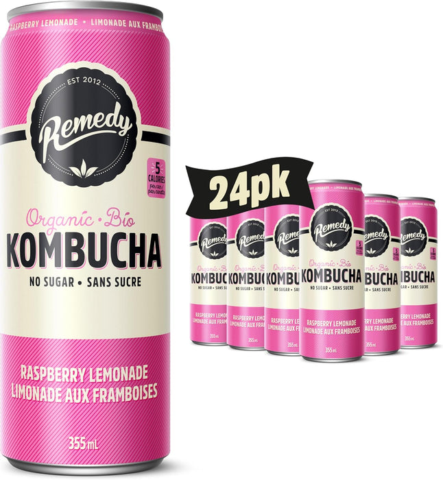 REMEDY KOMBUCHA, RASPBERRY LEMONADE, 6X4X355ML