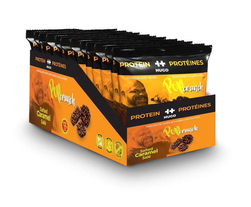 POP CRUNCH CHOCOLATEY BITES HUGO PROTEIN SALTED CARAMEL, 12 X 32G