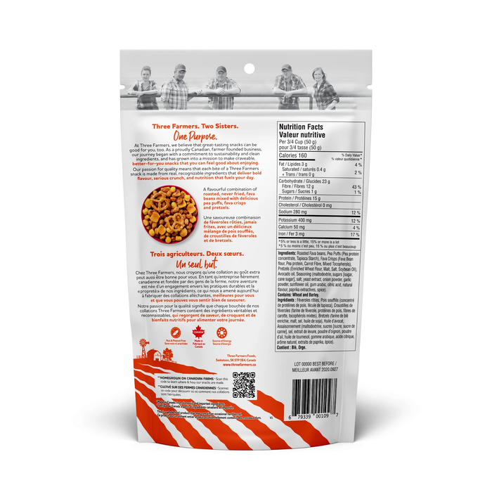 THREE FARMERS, CHEEZY CHEDDAR PROTEIN SNACK MIX , 150 G
