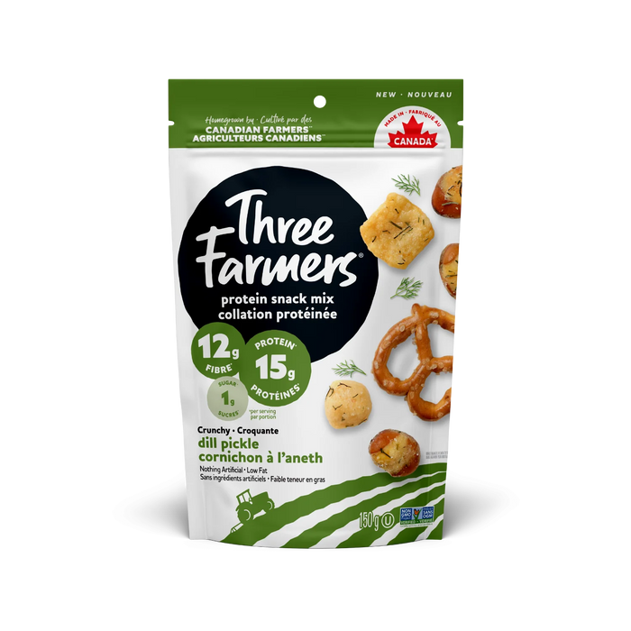THREE FARMERS, DILL PICKLE PROTEIN SNACK MIX , 150 G