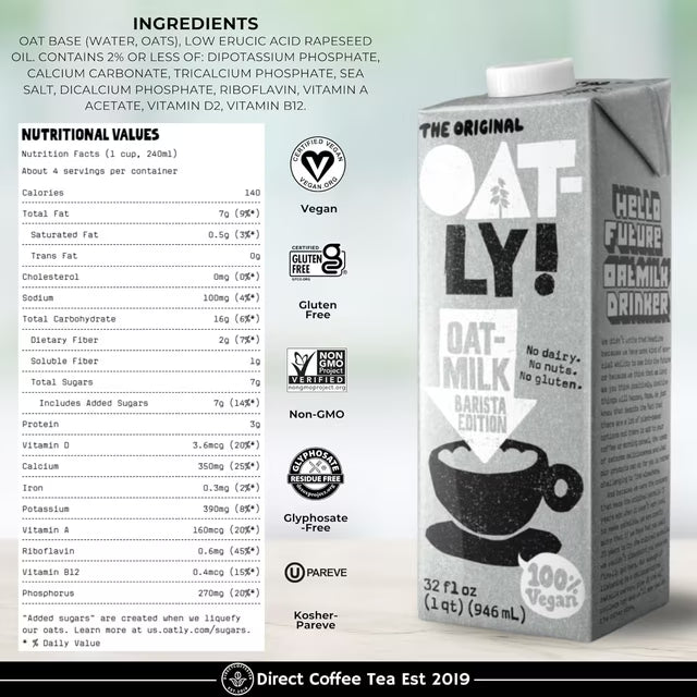 OATLY, BARISTA BLEND OAT MILK, 12X946ML