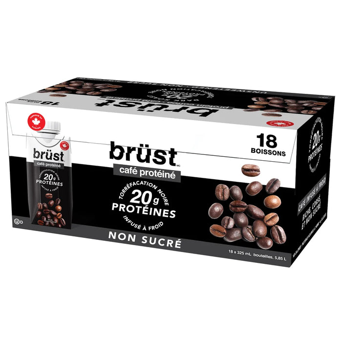 BRÜST PROTEIN COFFEE DARK ROAST COLD BREW, 18 × 325 ML