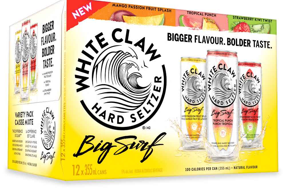 WHITE CLAW, MIXED VARIETY BIG SURF, 12 X 355 ML