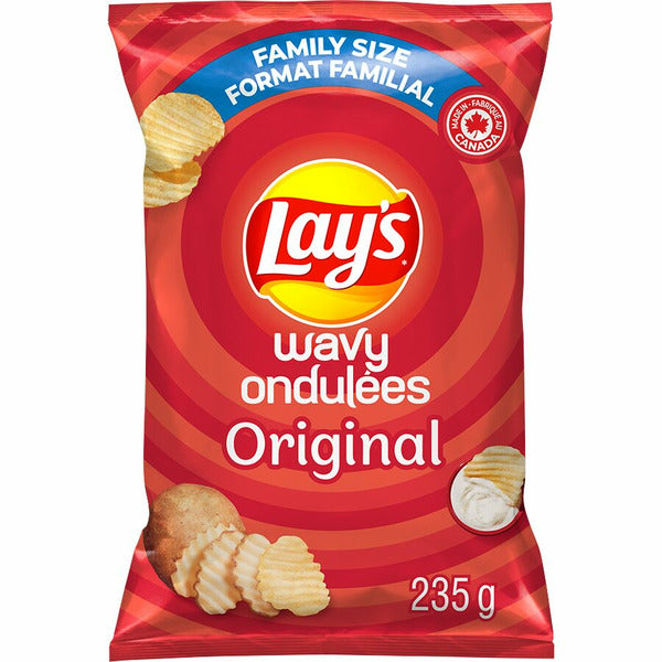 LAYS POTATO CHIPS WAVY ORIGINAL FAMILY SIZE 235 G