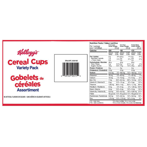 KELLOGG'S CEREAL CUPS VARIETY PACK 18CT