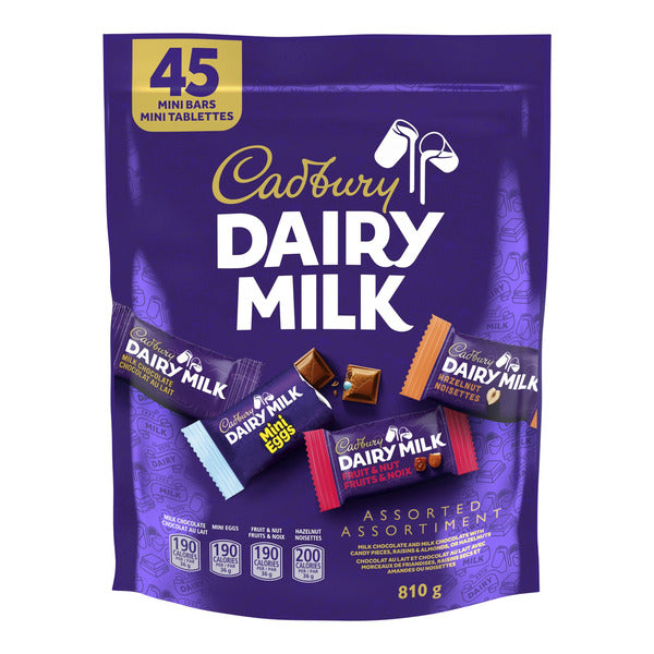 CADBURY DAIRY MILK ASSORTED MINI BARS, 810G