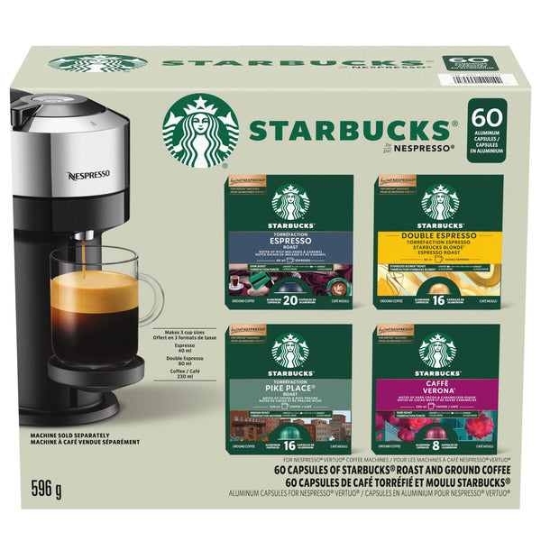 STARBUCKS BY NESPRESSO VERTUO LINE VARIETY PACK, COFFEE PODS, 60CTS
