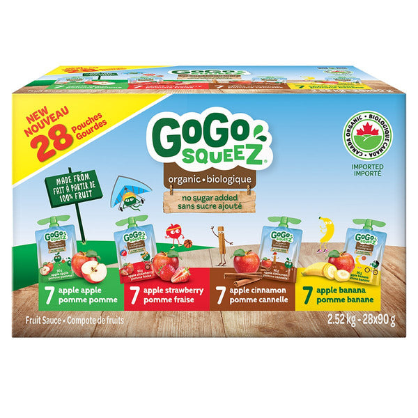 GOGO SQUEEZ, ORGANIC FRUIT SAUCE VARIETY PACK, 28 X 90 G