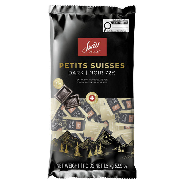 SWISS DELICES PETITS SUISSES 72% DARK CHOCOLATE, 1.5KG