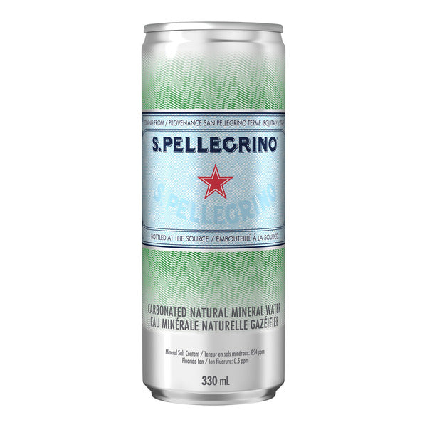 SAN PELLEGRINO SPARKLING MINERAL WATER CAN, 8 X 330ML