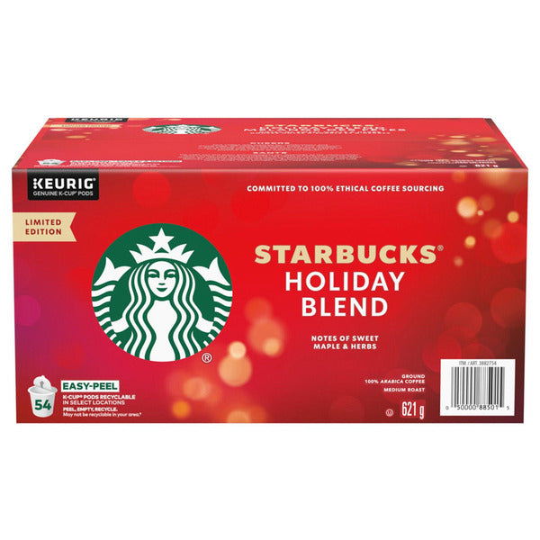 STARBUCKS HOLIDAY BLEND K-CUP PODS, PACK OF 54
