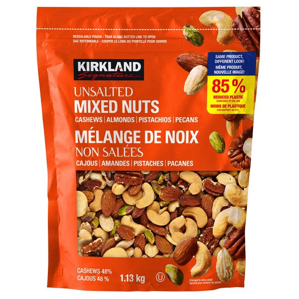 KIRKLAND SIGNATURE UNSALTED WHOLE MIXED NUTS, 1.13KG