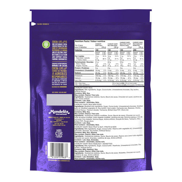 CADBURY DAIRY MILK ASSORTED MINI BARS, 810G