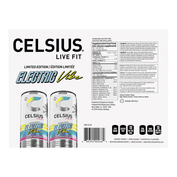 CELSIUS, ENERGY DRINK VIBES VARIETY PACK,  18 X 355ML