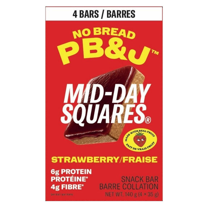 MID-DAY SQUARES PLANT-BASED CHOCOLATE BAR NO BREAD PB&J STRAWBERRY, 4PACK