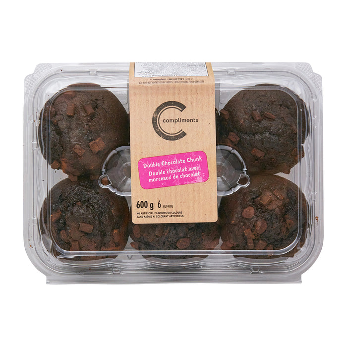 COMPLIMENTS MUFFINS DOUBLE CHCOOLATE. 600G 6UNITS