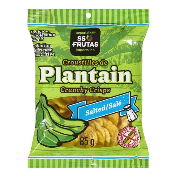 SS FRUTAS, PLANTAIN CRISPS CRUNCHY SALTED CASE, 50 X 85 G